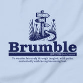 Brumble Wilderness outdoor adventure t-shirt baby blue close-up design