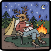 Deer Fireside Reader - Sticker