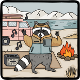 Raccoon Fireside Picker - Sticker