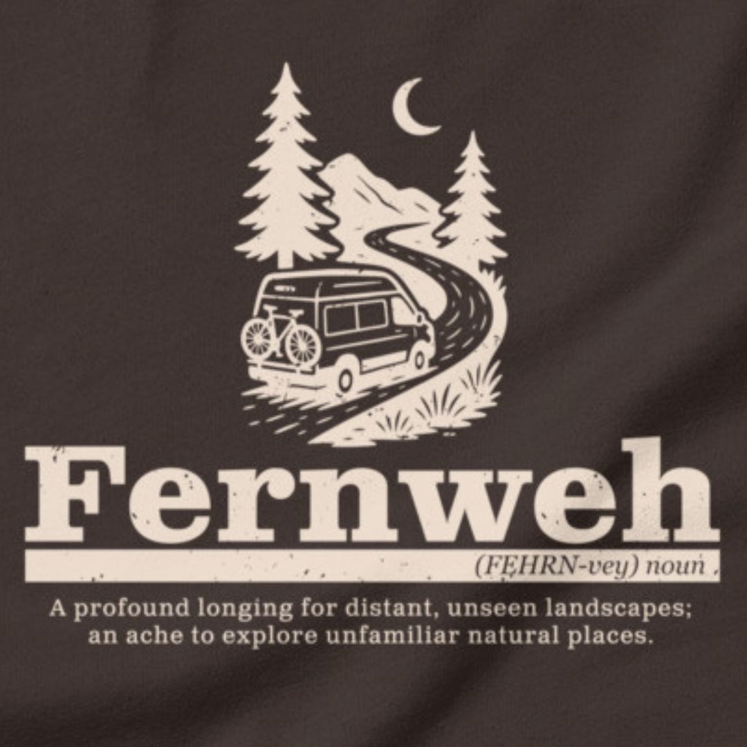 Fernweh travel t-shirt brown close-up wanderlust design