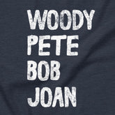 Voices of the People folk music t-shirt heather navy close-up design