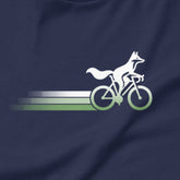 Woodland Cyclist Fox cycling t-shirt navy close-up bike design