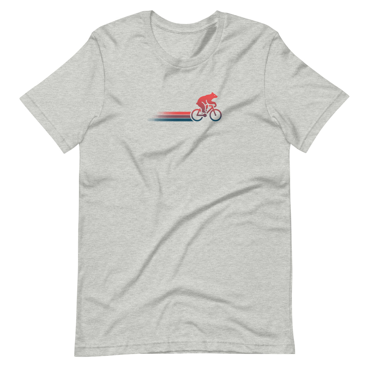 Woodland Cyclist Bear athletic heather cycling t-shirt bike lover tee