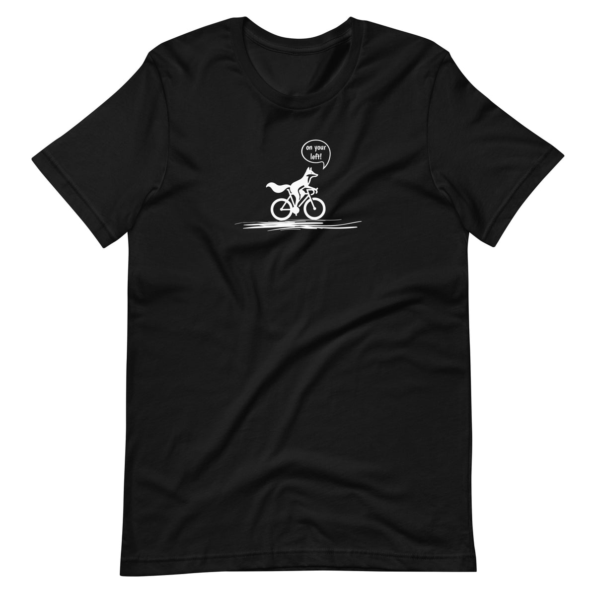 On Your Left Fox black cycling t-shirt funny bike apparel