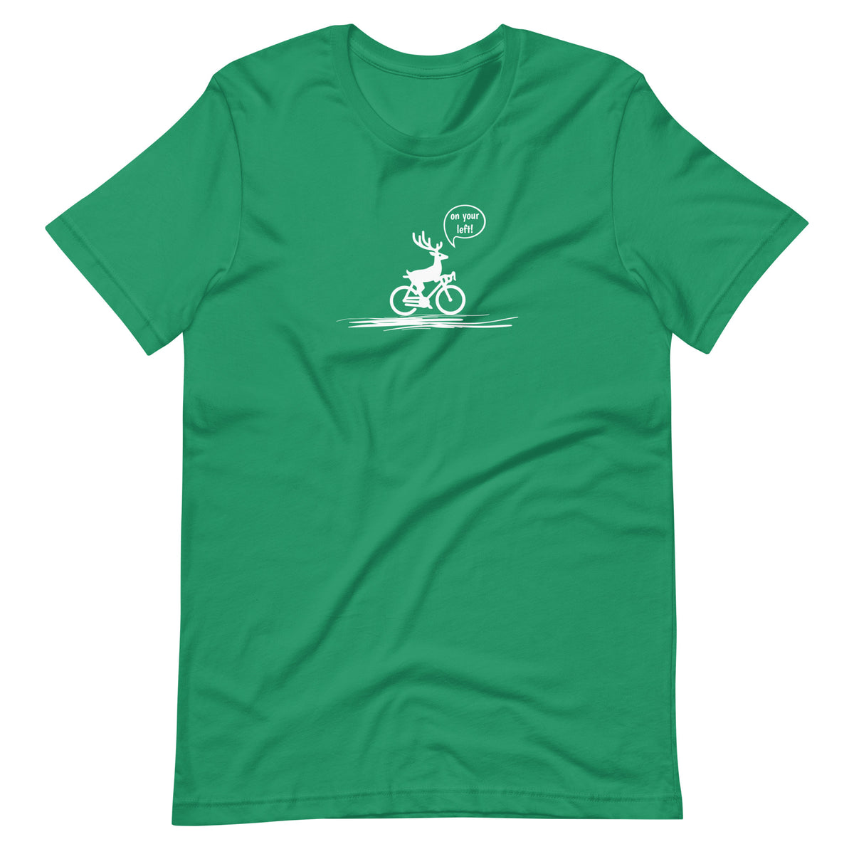 Woodland Cyclist Deer On Your Left kelly green funny bike t-shirt