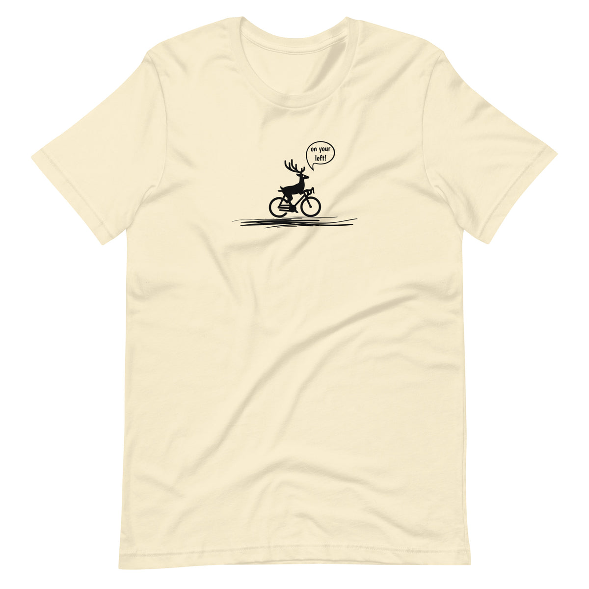 On Your Left Deer natural cycling t-shirt funny bike design