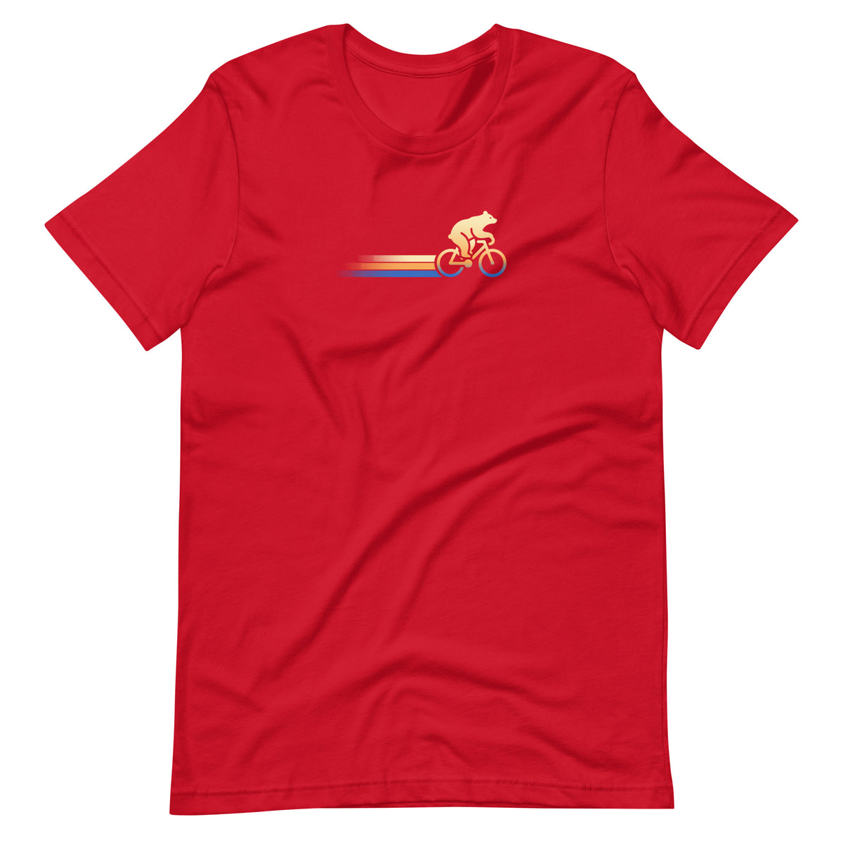 Woodland Cyclist Bear red cycling t-shirt bike lover tee