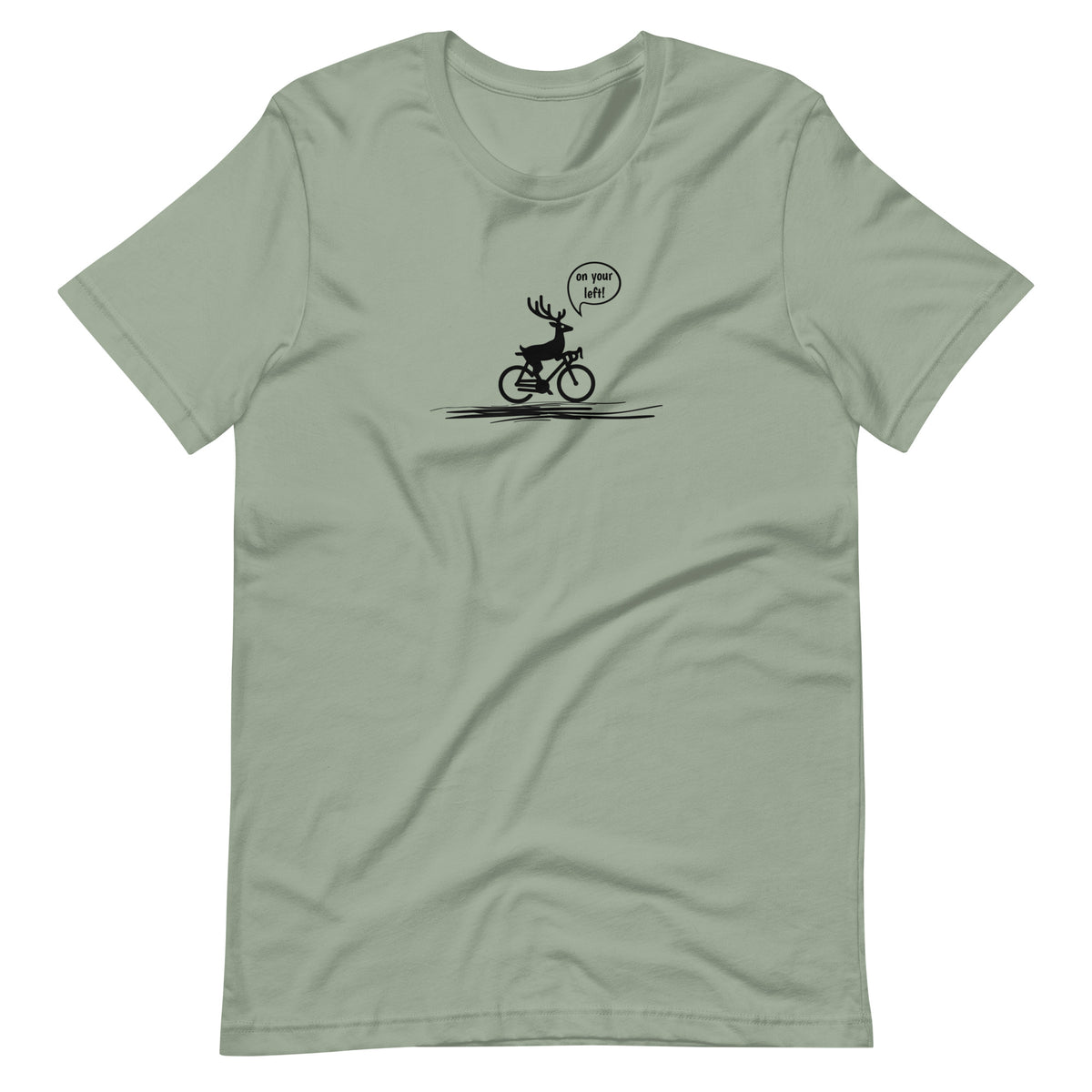 On Your Left Deer sage cycling t-shirt funny bike humor tee