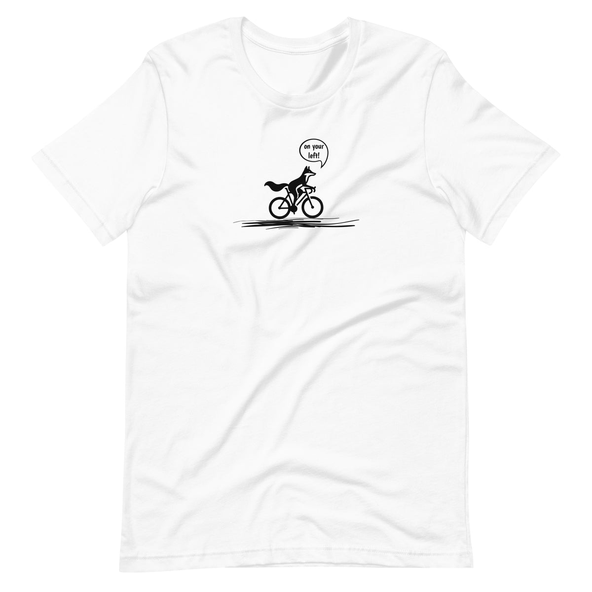 Woodland Cyclist Fox On Your Left white funny bike t-shirt