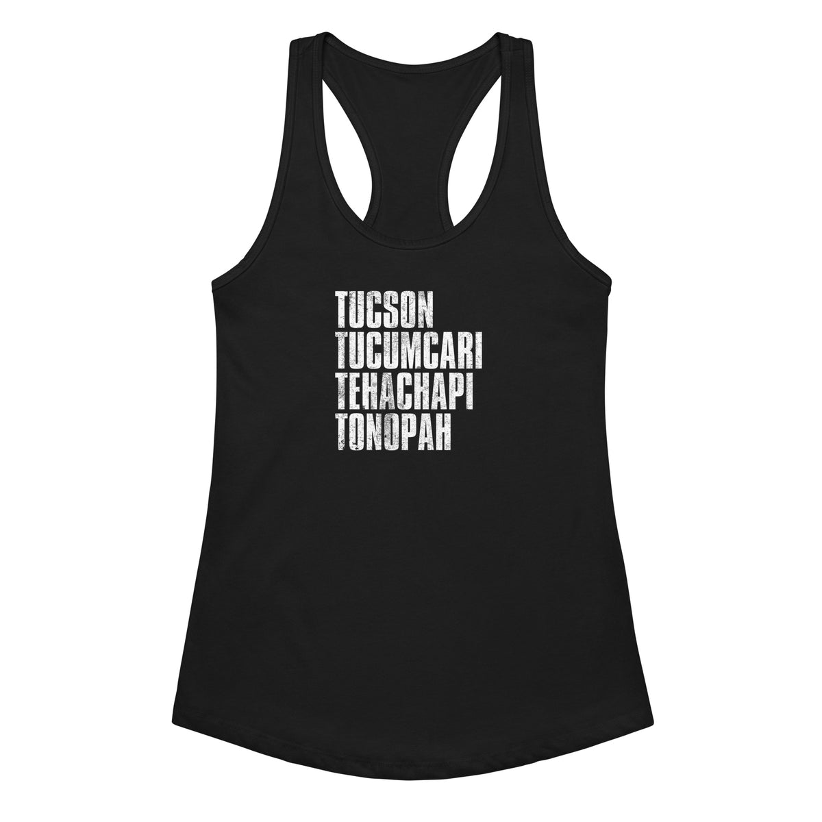 Outlaw at a Western Crossroad black women's racerback music tank
