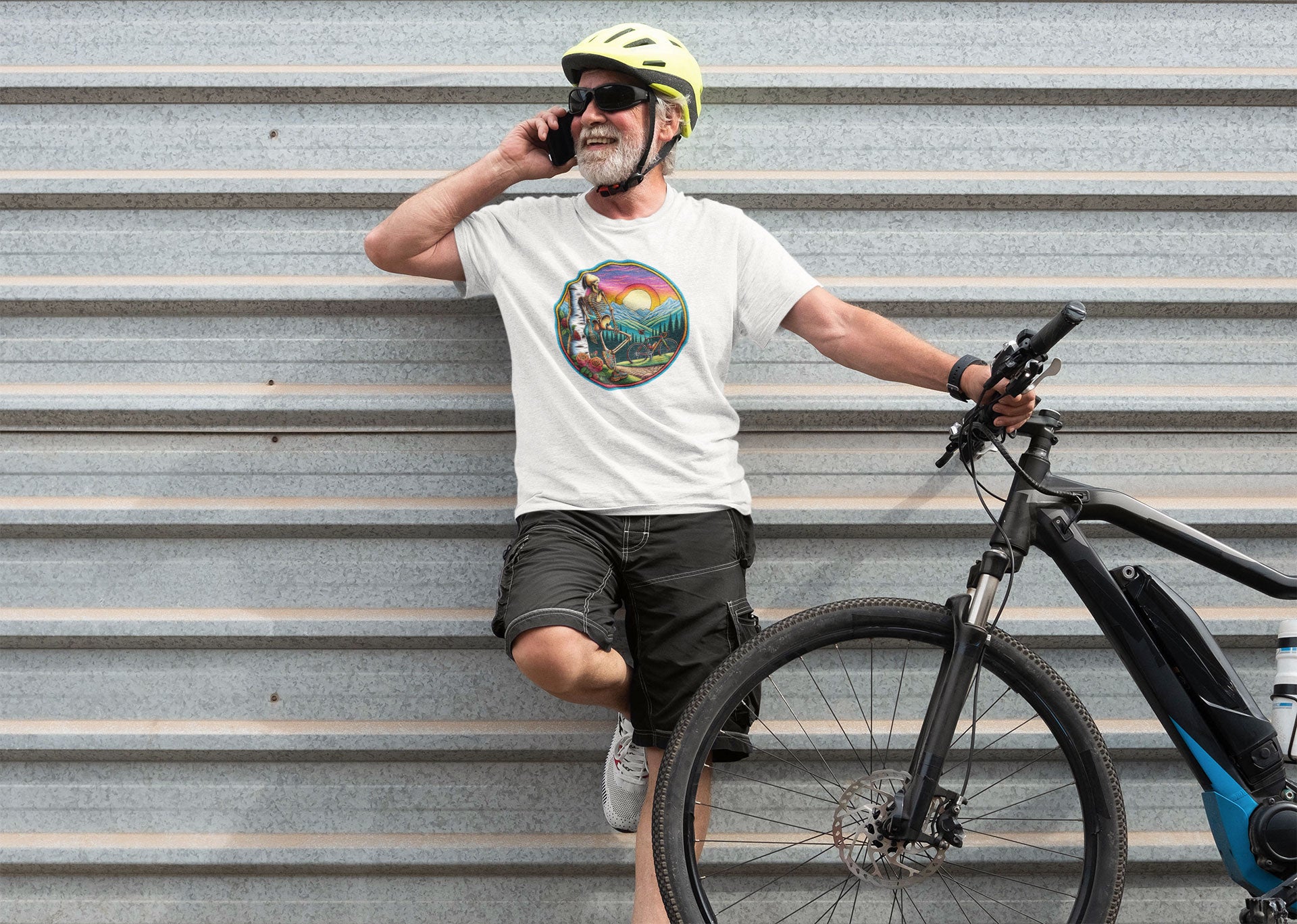 Dead Head Cyclist with Birch Tree Unisex T-shirt