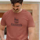 Man wearing Fernweh heather clay travel t-shirt adventure lifestyle
