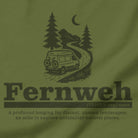 Fernweh travel t-shirt olive close-up wanderlust adventure design
