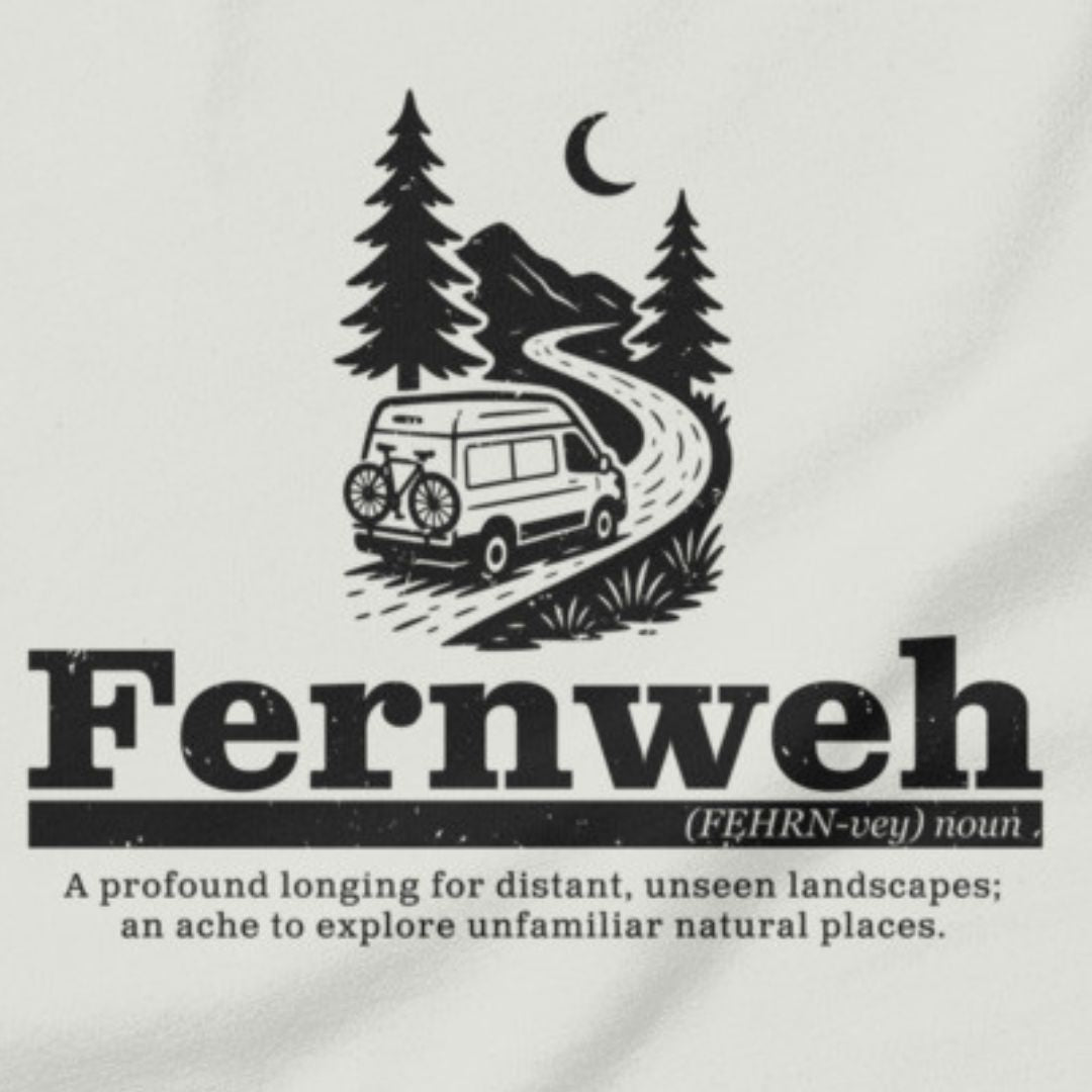 Fernweh wanderlust t-shirt vintage silver close-up travel design

