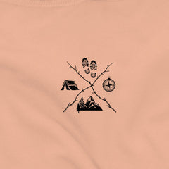 Hiking Emblem Compass Tent Hiking Lover Crop Hoodie