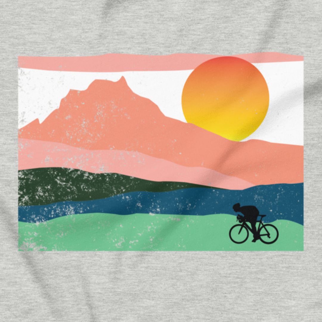 Mountain Sunset Cyclist - Unisex T-shirt