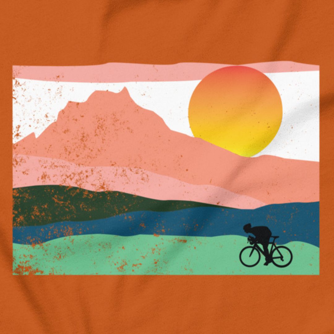 Mountain Sunset Cyclist - Unisex T-shirt