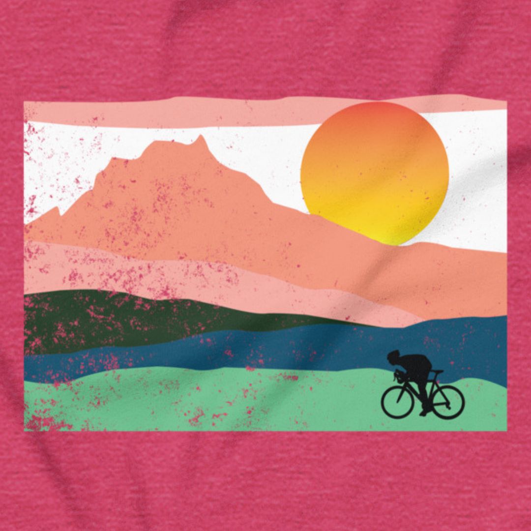 Mountain Sunset Cyclist - Unisex T-shirt