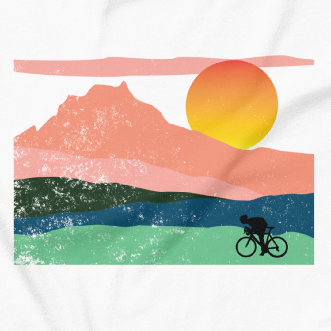 Mountain Sunset Cyclist - Unisex T-shirt