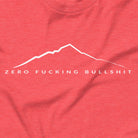 Mountains Have Zero BS hiking t-shirt heather red close-up design
