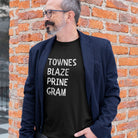 Man wearing Ode to the Songmen black country music t-shirt with jacket
