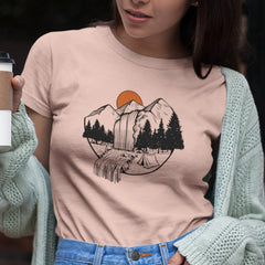 Orange Sun Over Waterfall - Unisex T-shirt