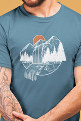 Orange Sun Over Waterfall - Unisex T-shirt