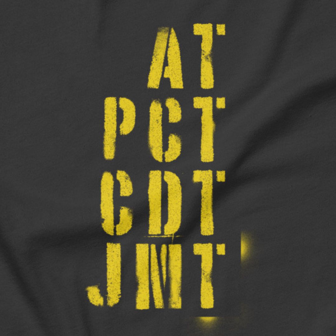 Trail Legends thru hiking t-shirt dark grey AT PCT CDT JMT
