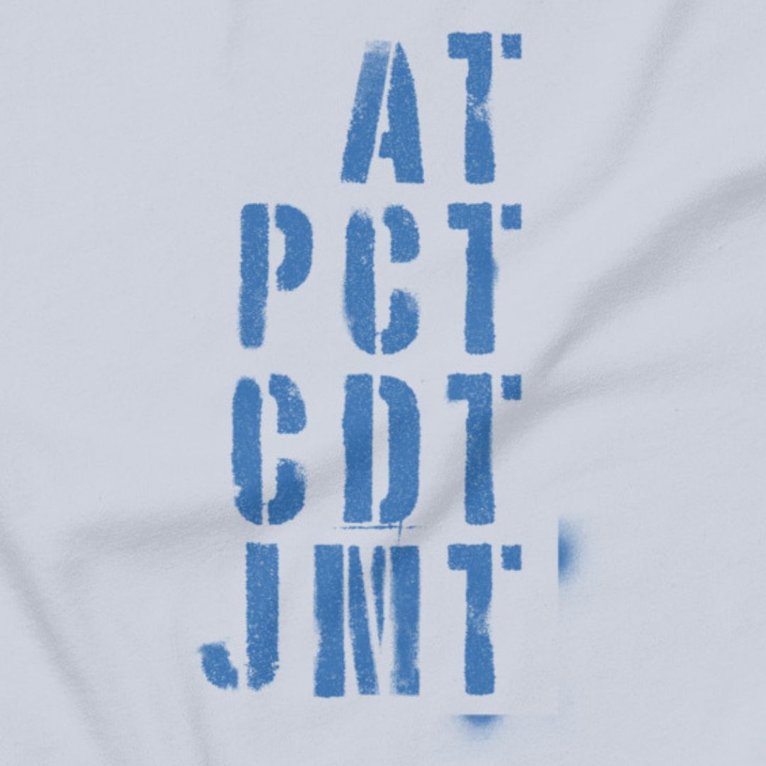 Trail Legends thru hiking t-shirt light blue AT PCT CDT JMT
