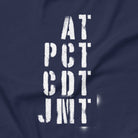 Trail Legends thru hiking t-shirt navy AT PCT CDT JMT close-up
