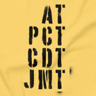 Trail Legends thru hiking t-shirt yellow AT PCT CDT JMT close-up

