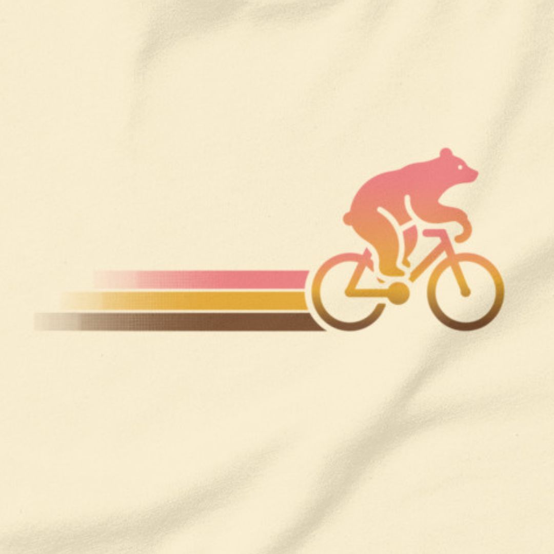 Woodland Cyclist Bear cycling t-shirt natural close-up design

