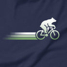 Woodland Cyclist Bear cycling t-shirt navy close-up bike design
