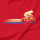 Woodland Cyclist Bear cycling t-shirt red close-up bike design

