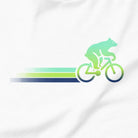 Woodland Cyclist Bear cycling t-shirt white close-up bike design
