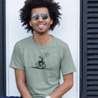 Man wearing On Your Left Deer sage cycling t-shirt bike humor
