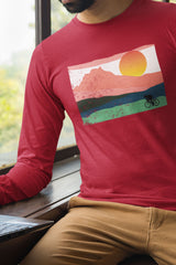 Mountain Sunset Cyclist Unisex Longsleeve Tee