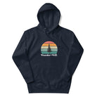 Wander is Greater than Wifi navy hoodie front view outdoor adventure

