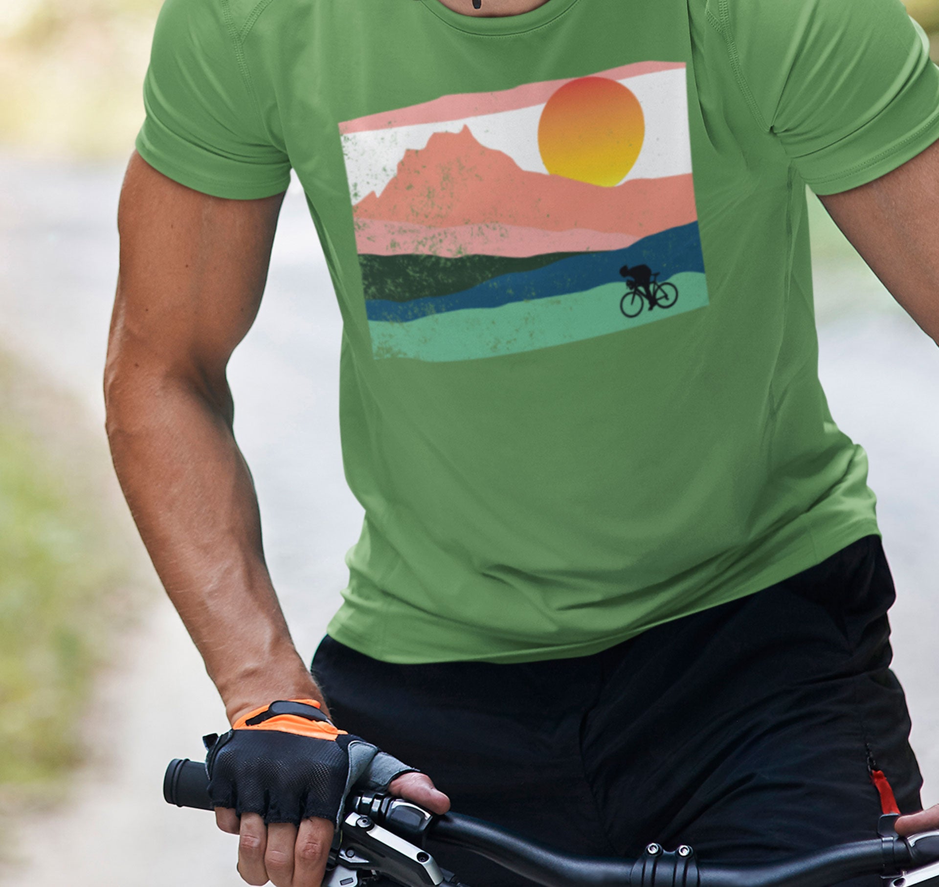 mountainbike tshirt Mountain Sunset Cyclist Tee - Cycling Shirt
