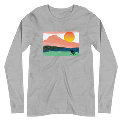 Mountain Sunset Cyclist Unisex Longsleeve Tee