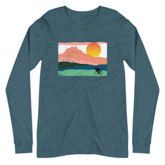 Mountain Sunset Cyclist Unisex Longsleeve Tee