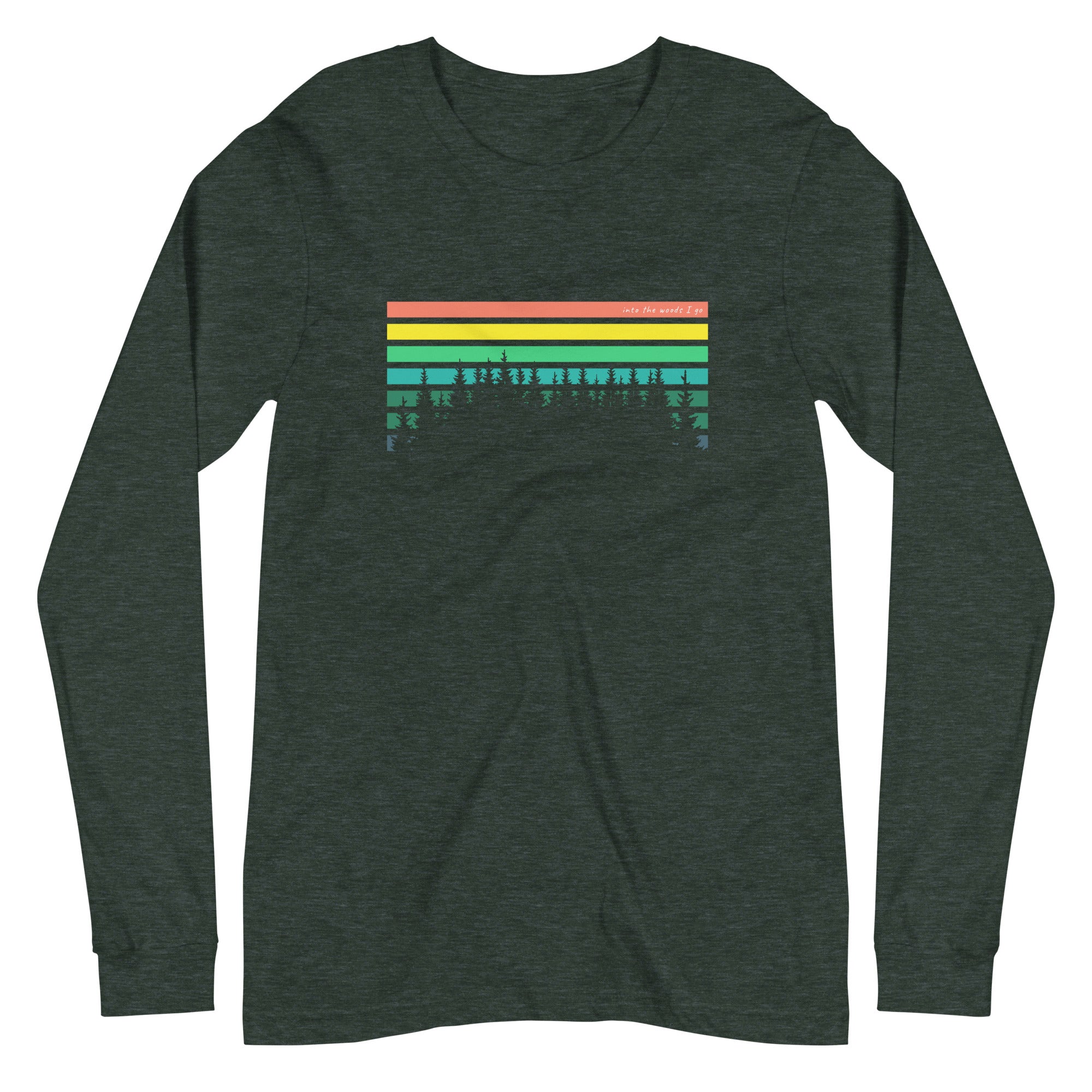 Horizon Lines Over Tall Pines Rainbow Unisex Longsleeve Tee