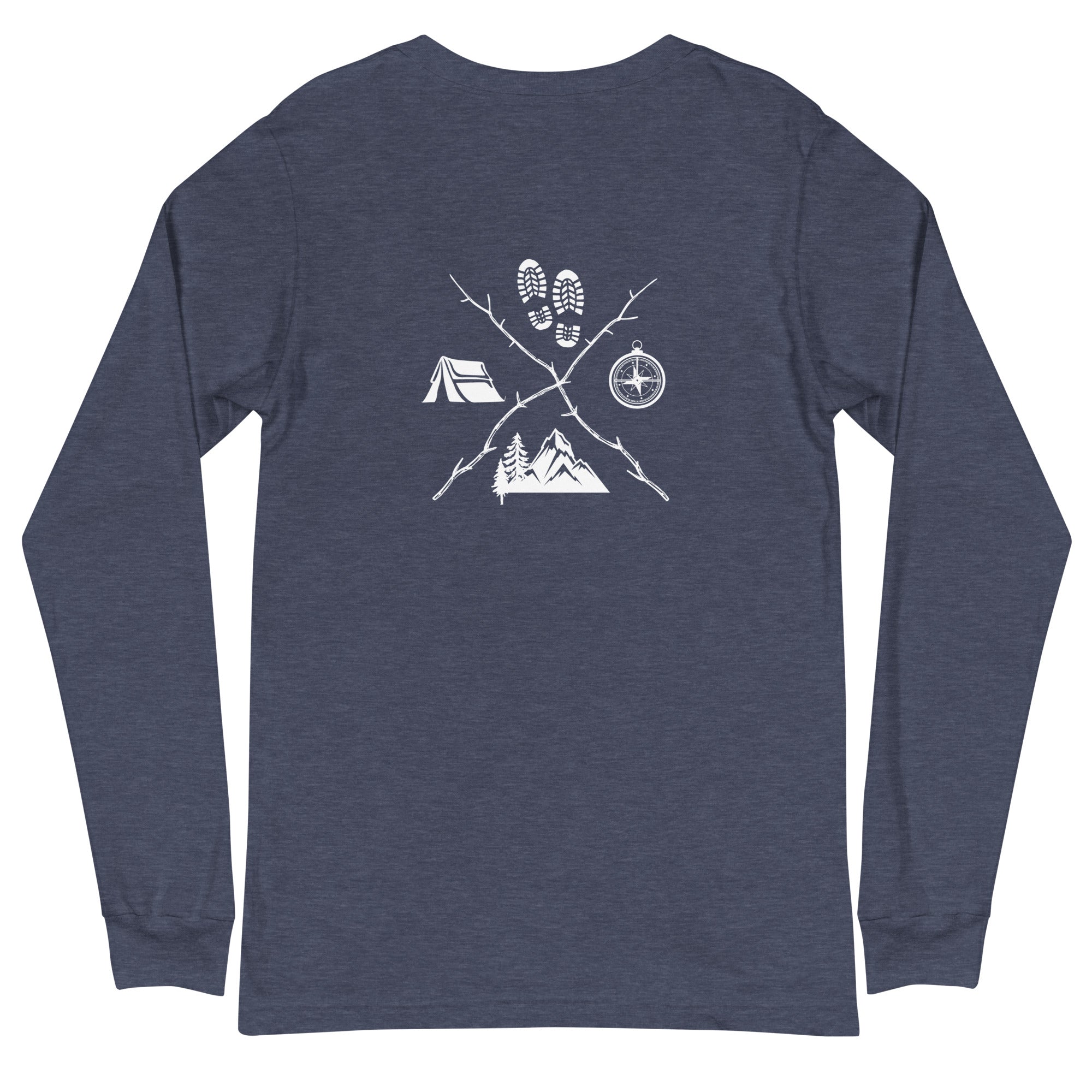 Hiking Emblem Compass Tent Hiking Lover Unisex Longsleeve Tee