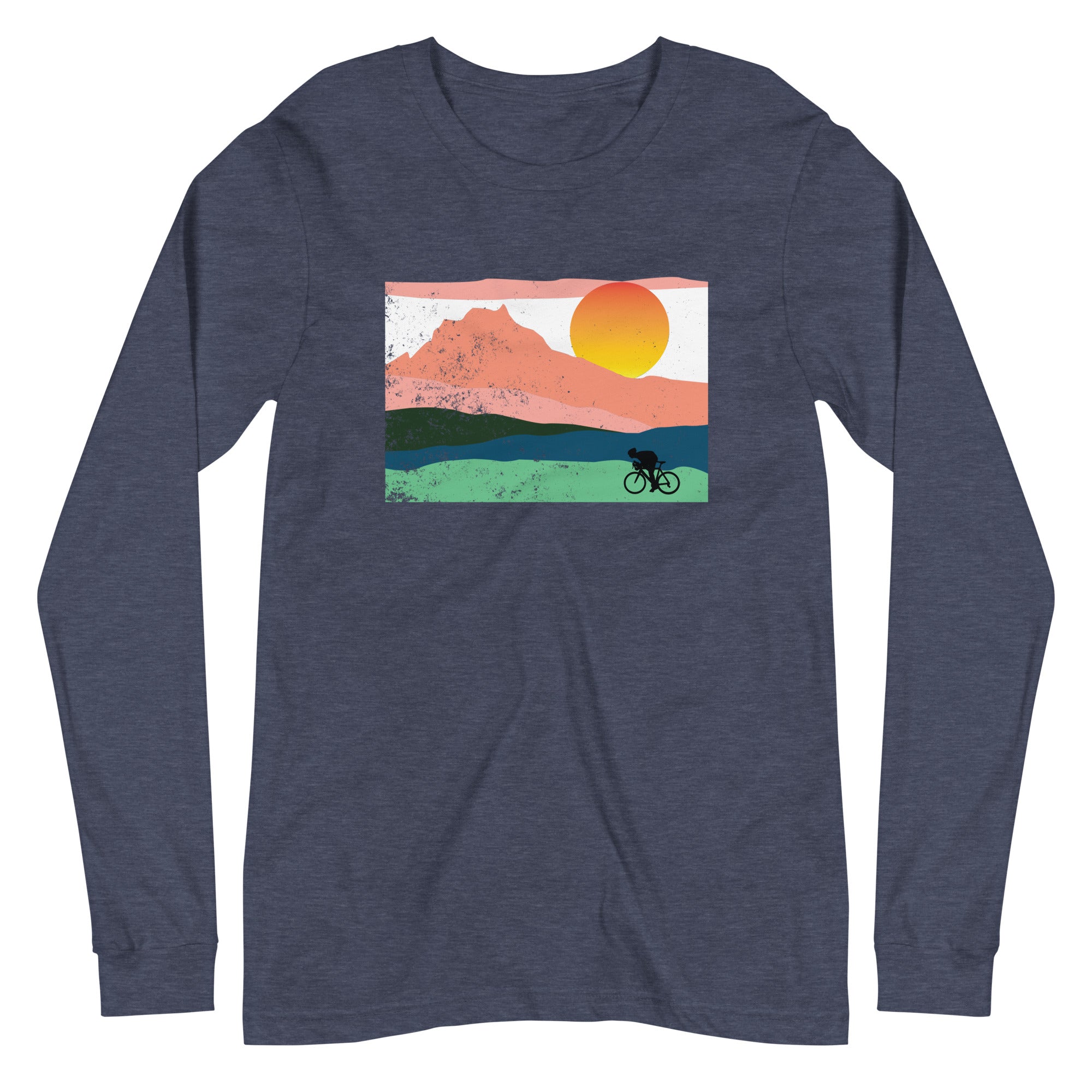 Mountain Sunset Cyclist Unisex Longsleeve Tee