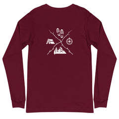 Hiking Emblem Compass Tent Hiking Lover Unisex Longsleeve Tee