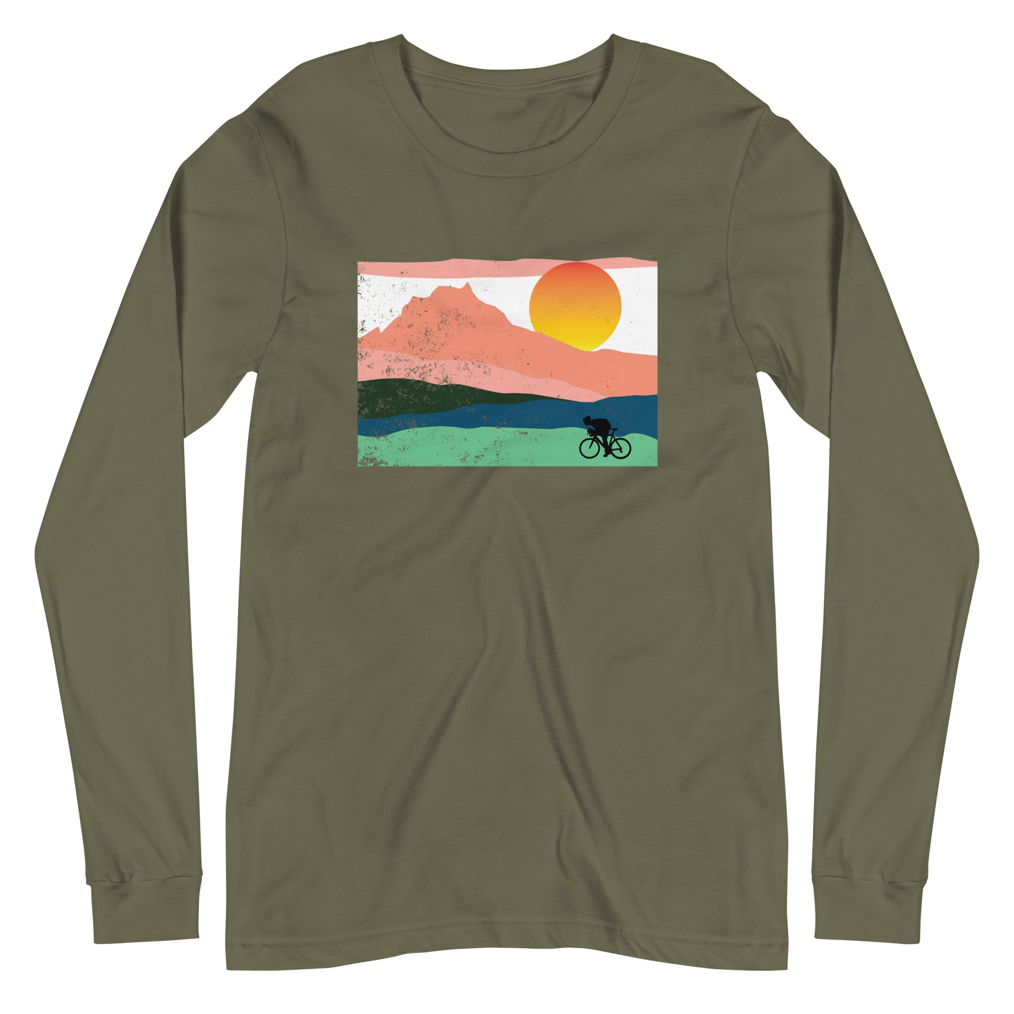 Mountain Sunset Cyclist Unisex Longsleeve Tee