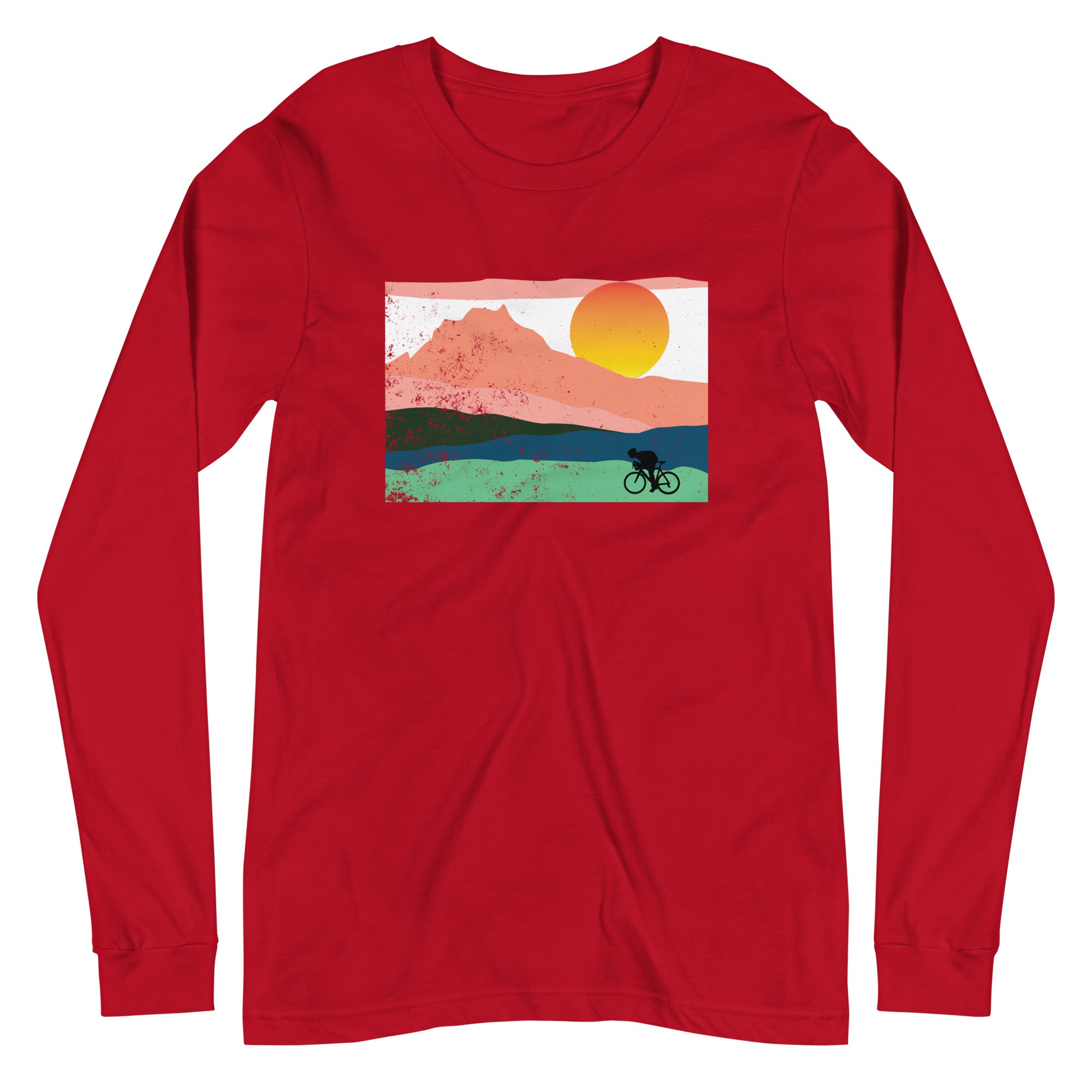 Mountain Sunset Cyclist Unisex Longsleeve Tee