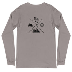 Hiking Emblem Compass Tent Hiking Lover Unisex Longsleeve Tee