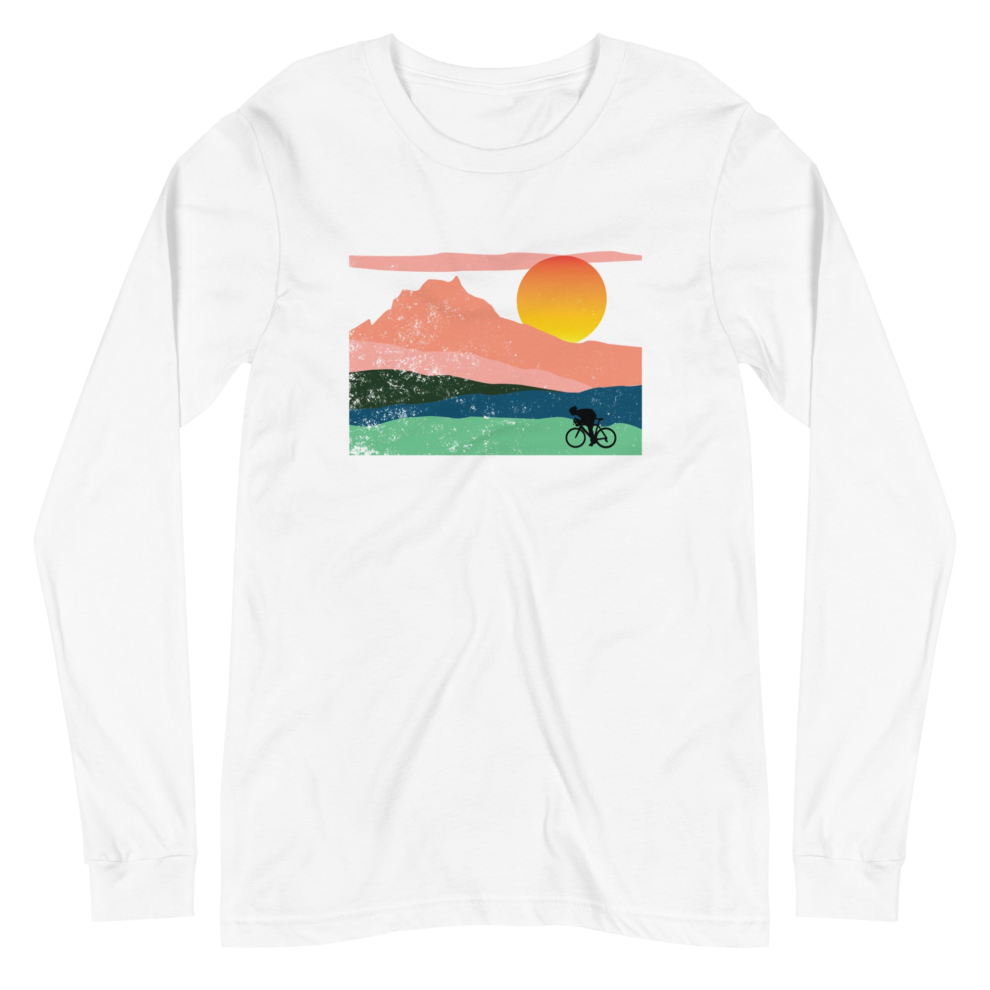 Mountain Sunset Cyclist Unisex Longsleeve Tee