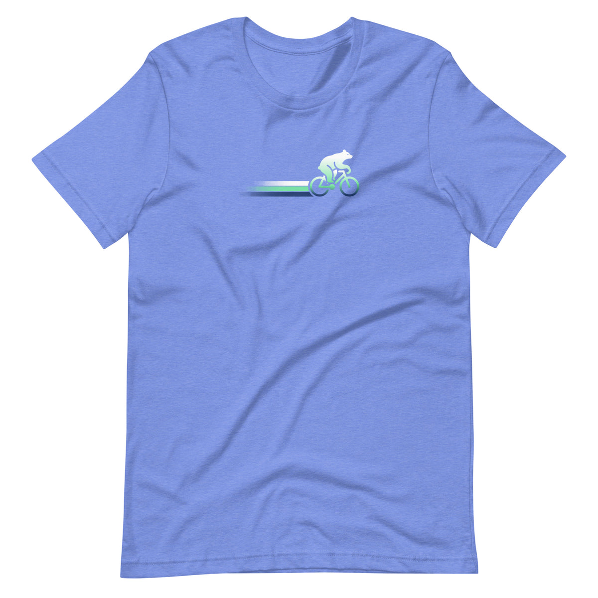 Woodland Cyclist Bear heather columbia blue cycling t-shirt bike tee
